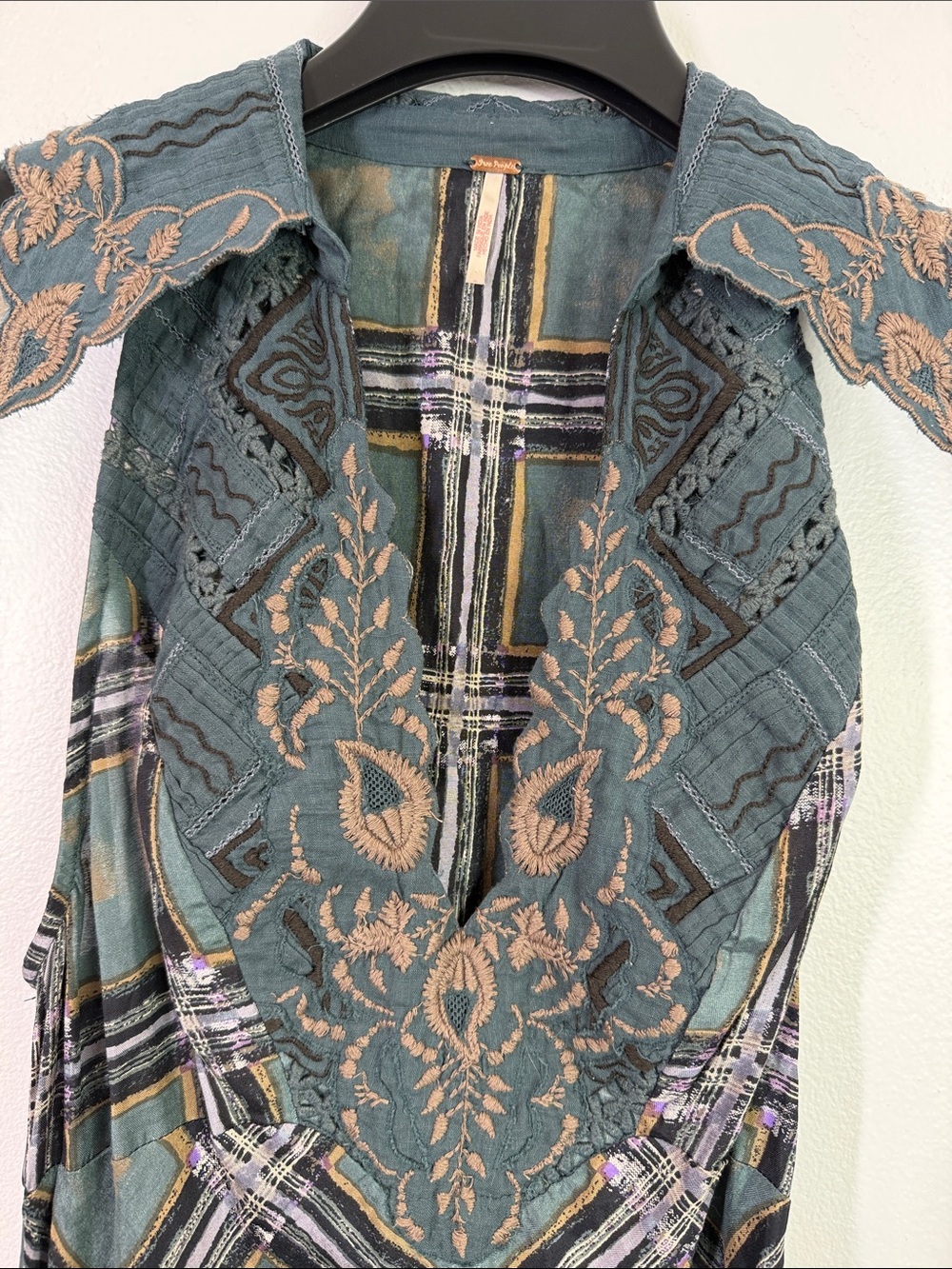 Free people Lana printed midi dress embroidered size 8 - Picture 6 of 12